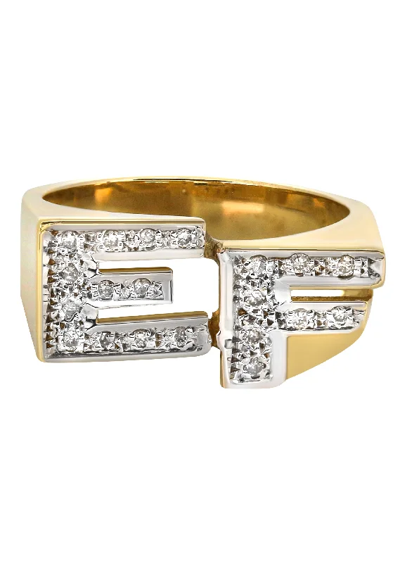 14K Diamond Initials Gold Name Ring | Appx. 5 Grams