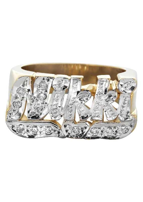 14K Diamond Two Tone Gold Name Ring | Appx. 8 Grams