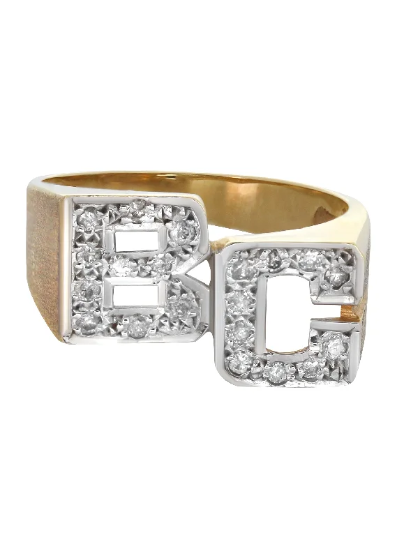 14K Diamond Initials Gold Name Ring | Appx. 5 Grams