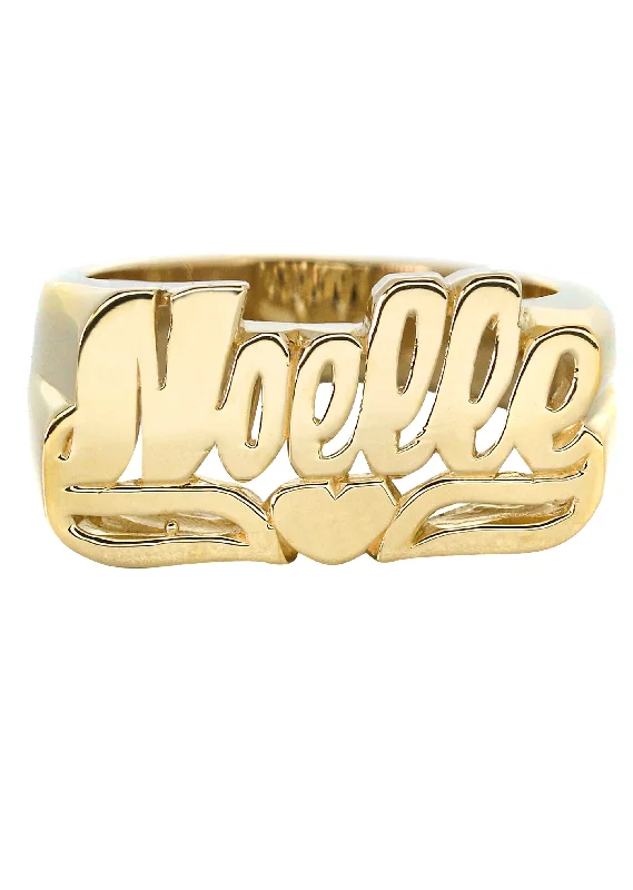 14K Heart Script Gold Name Ring | Appx. 8.8 Grams