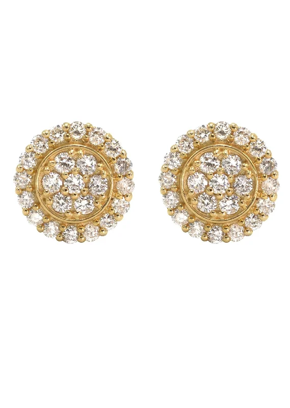 14K Yellow Gold Diamond Earrings For Men | 0.49 Carats | 1.95 Grams