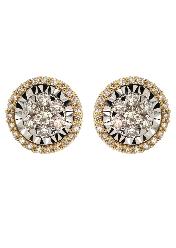 14K Yellow Gold Diamond Earrings For Men | 0.39 Carats | 2.14 Grams