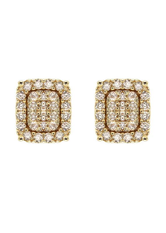 14K Yellow Gold Diamond Earrings For Men | 0.54 Carats | 2.86 Grams