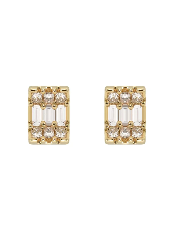 14K Yellow Gold Diamond Baguette Earrings For Men | 0.32 Carats | 1.29 Grams