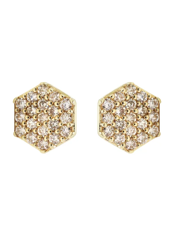 14K Yellow Gold Diamond Earrings For Men | 0.35 Carats | 1.79 Grams