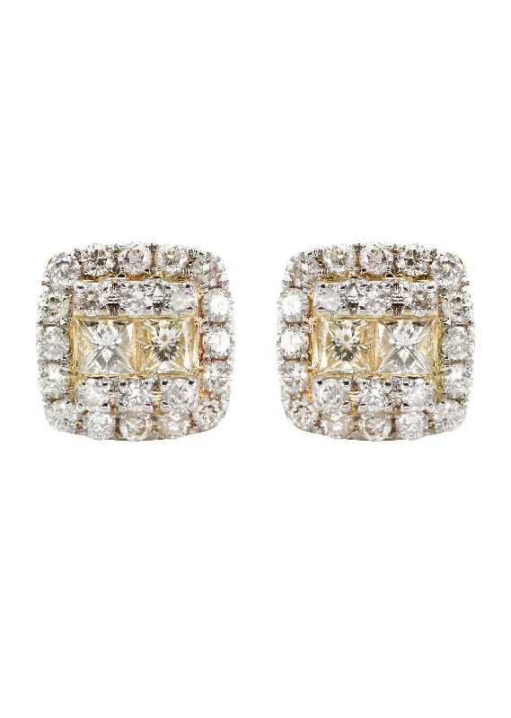 14K Yellow Gold Diamond Earrings For Men | 1.12 Carats | 3.74 Grams