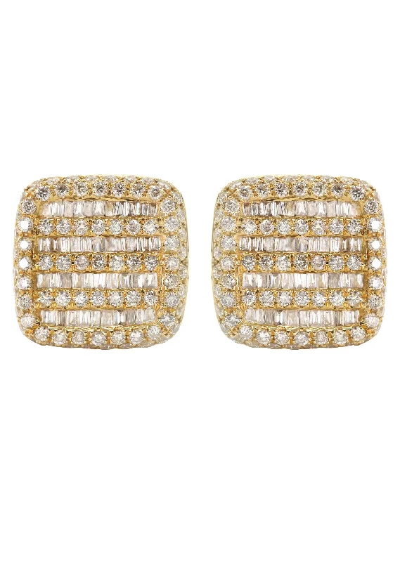 14K Yellow Gold Diamond Baguette Earrings For Men | 1.32 Carats | 3.24 Grams