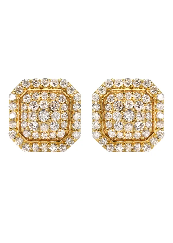 14K Yellow Gold Diamond Earrings For Men | 1 Carat | 3.29 Grams