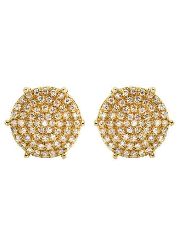 14K Yellow Gold Diamond Earrings For Men | 0.35 Carats | 2.51 Grams