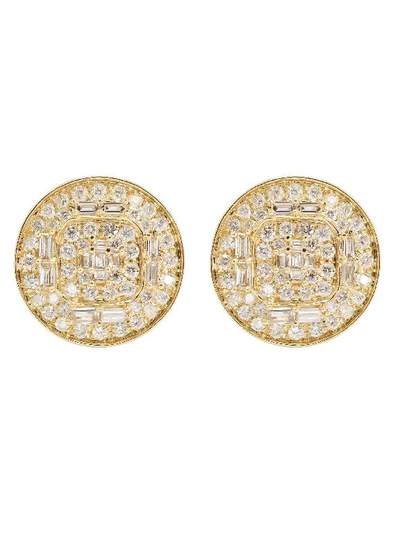 14K Yellow Gold Diamond Earrings For Men | 0.72 Carats | 2.92 Grams