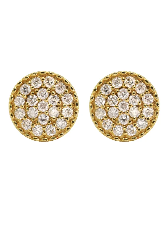 14K Yellow Gold Diamond Earrings For Men | 0.8 Carat | 2.58 Grams