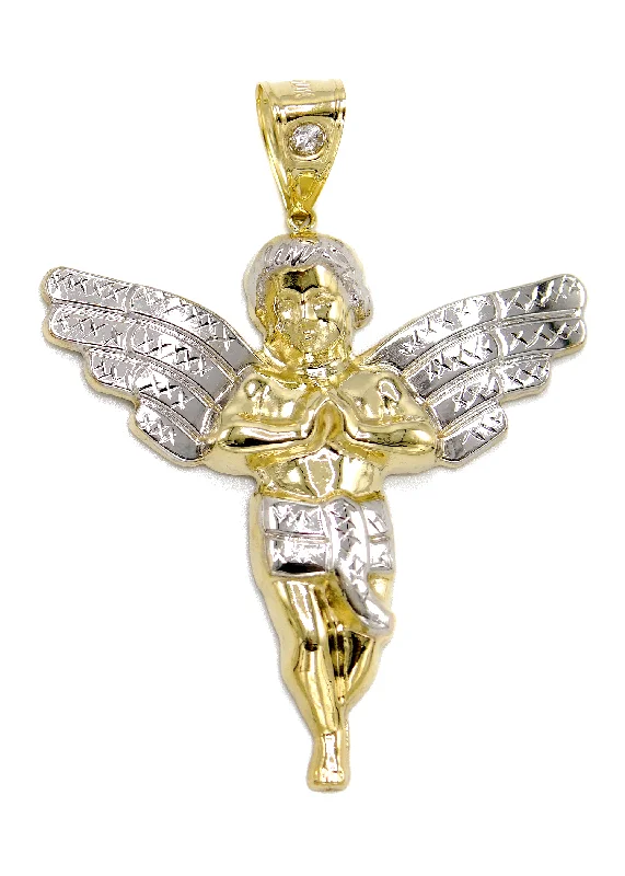 10K Gold Angel Pendant | Customizable Size