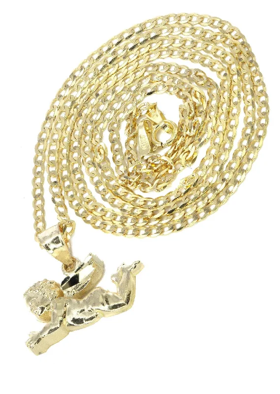 10K Yellow Gold Necklace & Cupid Necklace | Appx. 6.5 Grams