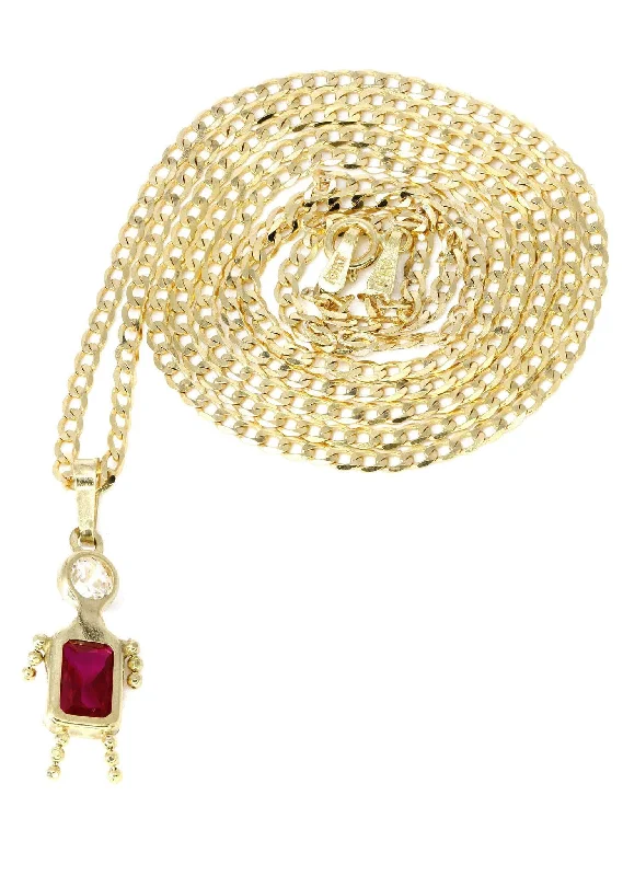 10K Yellow Gold Necklace & Cz Children Necklace | Appx. 5.8 Grams