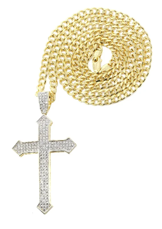 10K Yellow Gold Cross Necklace | Appx. 22.2 Grams