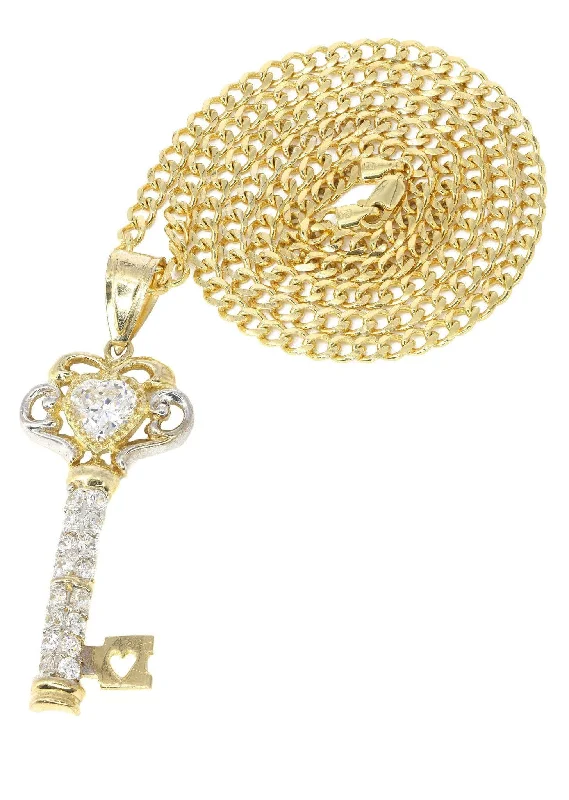 10K Yellow Gold Key Necklace | Appx. 25.7 Grams