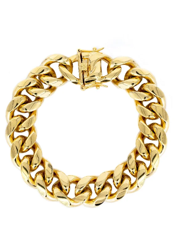 18K Gold Plated Cuban Link Bracelet For Men