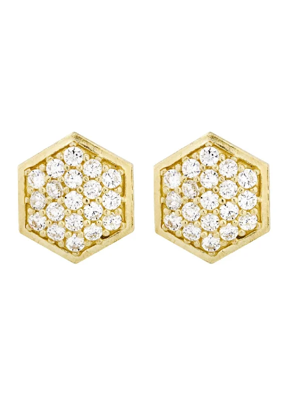 Cz 10K Yellow Gold Studs | Appx. Diameter 0.5 Inches