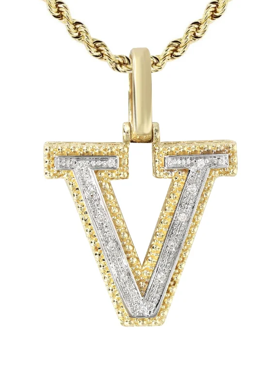 diamond-10k-yellow-gold-cuban-chain-letter-v-pendant-appx-13-9-grams