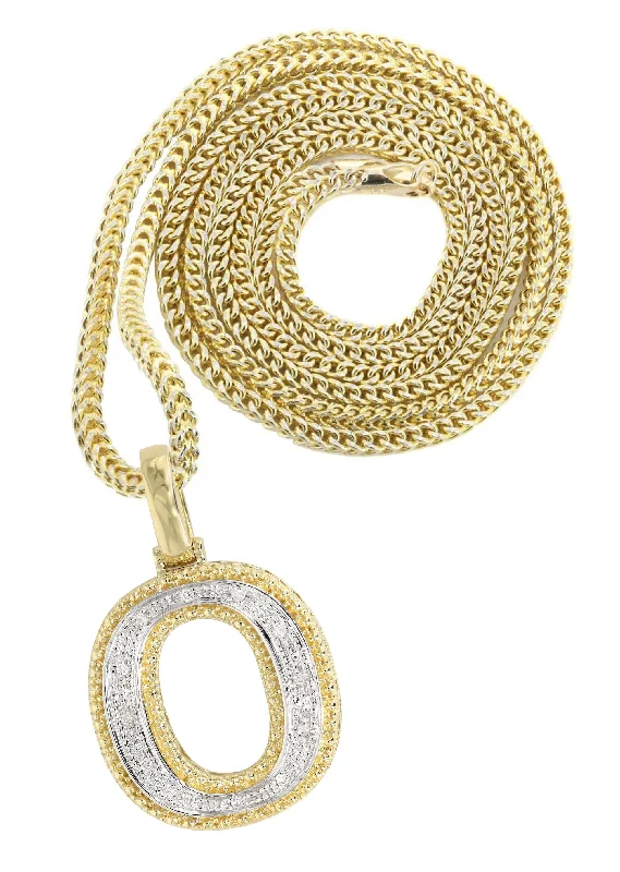 Diamond 10K Yellow Gold Letter ""O"" Necklace | Appx. 13.8 Grams