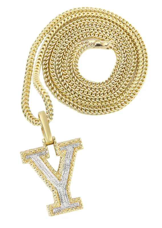 Diamond 10K Yellow Gold Letter ""Y"" Necklace | Appx. 13.5 Grams