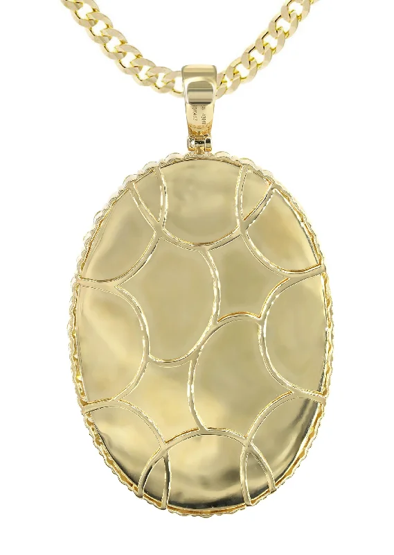 diamond-10k-yellow-gold-large-oval-picture-pendant-cuban-chain-5-44-carats-appx-29-grams