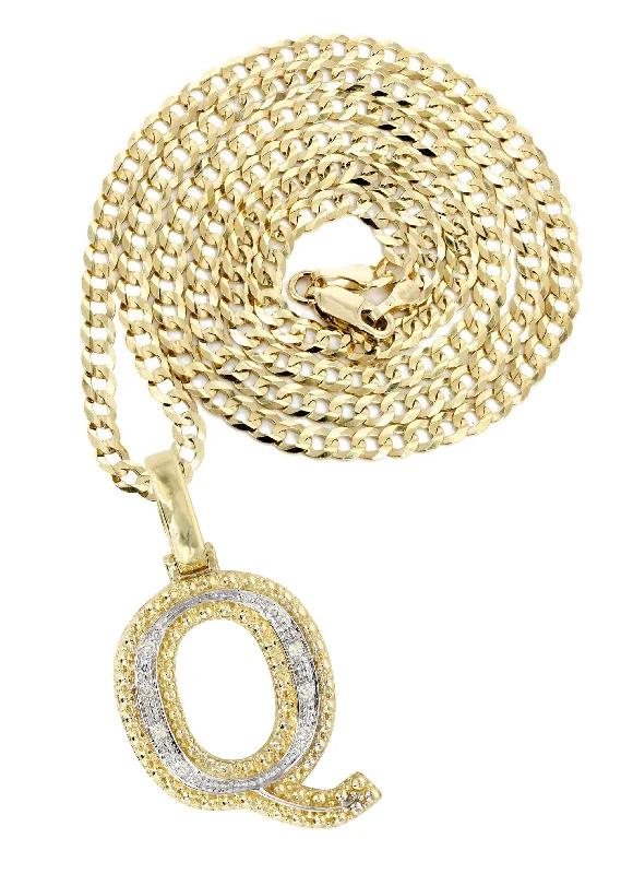 Diamond 10K Yellow Gold Letter ""Q"" Necklace | Appx. 13.5 Grams