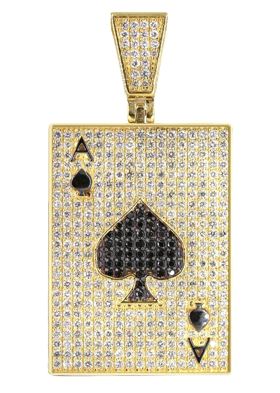 Diamond Ace of Spades Pendant | 5.40 Carats of Diamonds | Yellow Gold | 2.5 Inches