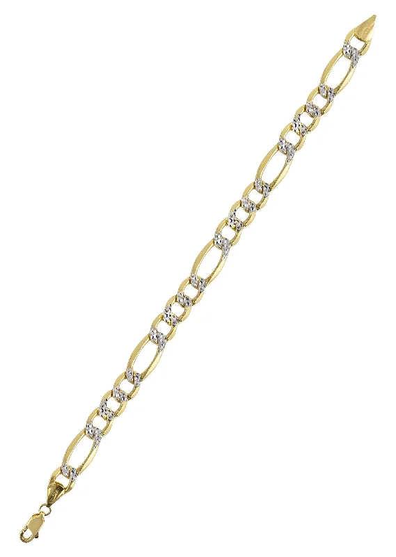 diamond-cut-hollow-mens-figaro-bracelet-10k-14k-yellow-gold