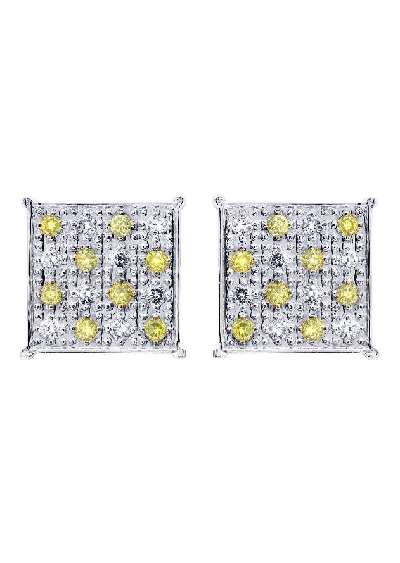 Diamond Earrings For Men | 0.61 Carats 14K White Gold