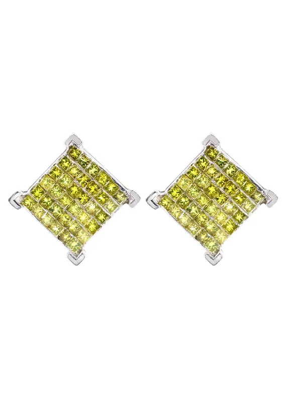 Diamond Earrings For Men | 1.85 Carats 14K White Gold