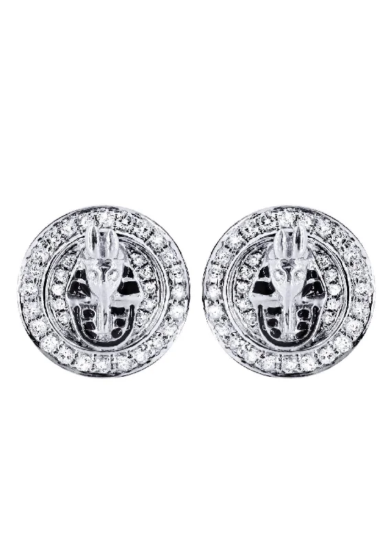 Diamond Earrings For Men |  14K White Gold  | 0.75 Carats