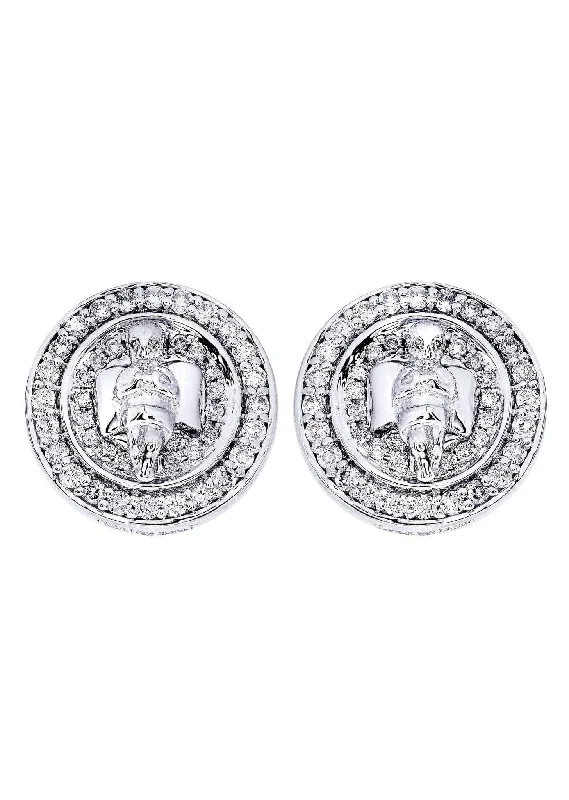 Diamond Earrings For Men |  14K White Gold  | 0.82 Carats