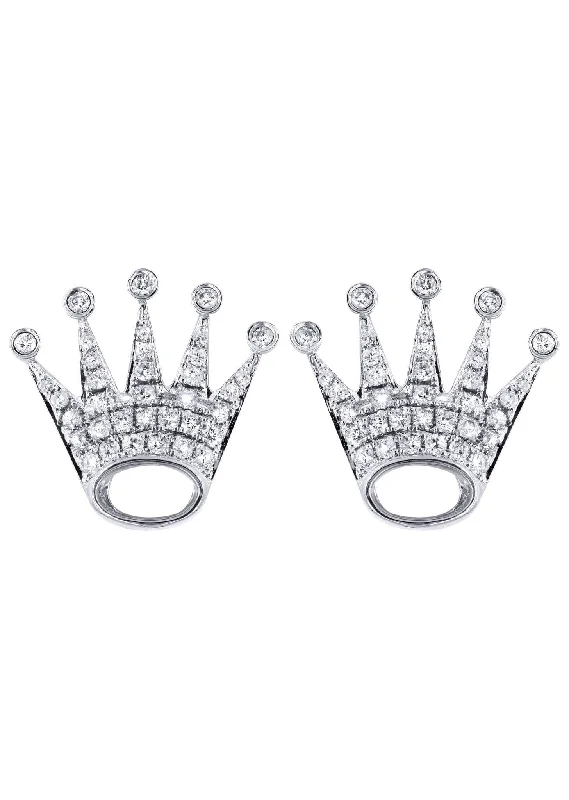 Diamond Earrings For Men |  14K White Gold  | 0.86 Carats