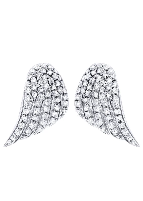 Angel Diamond Earrings For Men |  14K White Gold  | 0.89 Carats