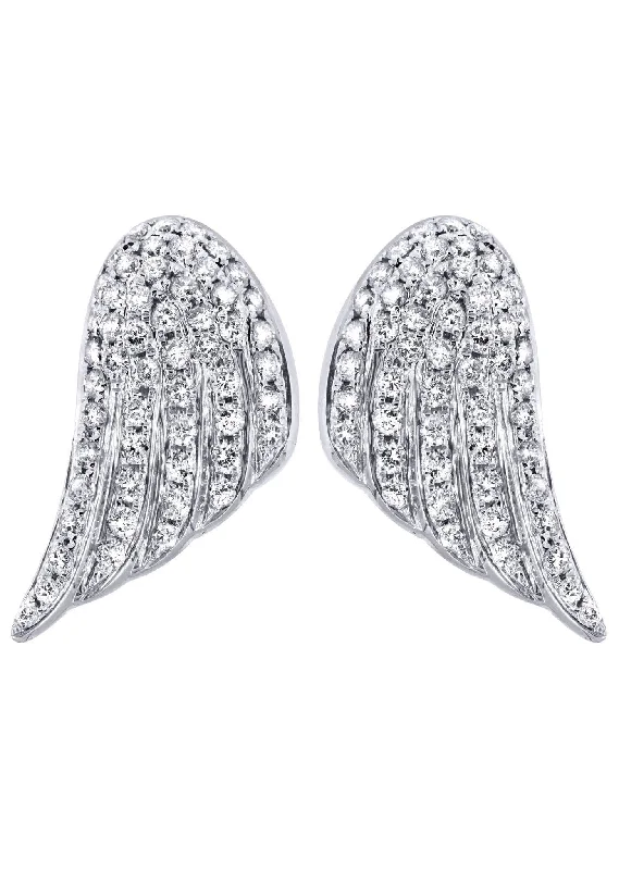 Angel Diamond Earrings For Men |  14K White Gold  | 1.56 Carats