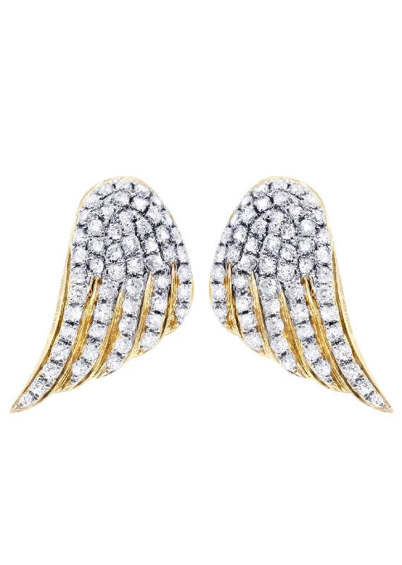 Diamond Earrings For Men |  14K Yellow Gold  | 0.9 Carats