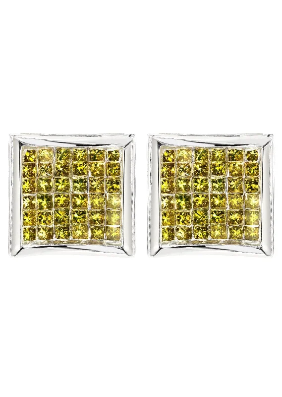 Diamond Earrings For Men | 2.39 Carats 14K White Gold