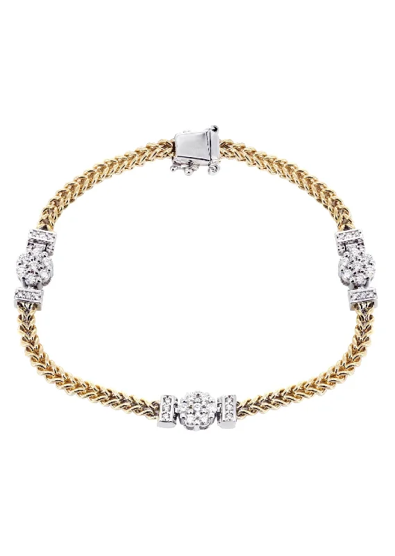 14K Diamond Franco Bracelet | 1.46 Carats | 8 mm Width