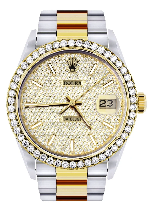 Diamond Gold Rolex Watch For Men 16233 | 36 MM | Full Diamond Dial | Oyster Band