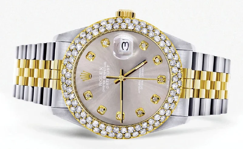 diamond-gold-rolex-watch-for-women-16233-36mm-custom-grey-dial-two-row-4-25-carat-bezel-jubilee-band