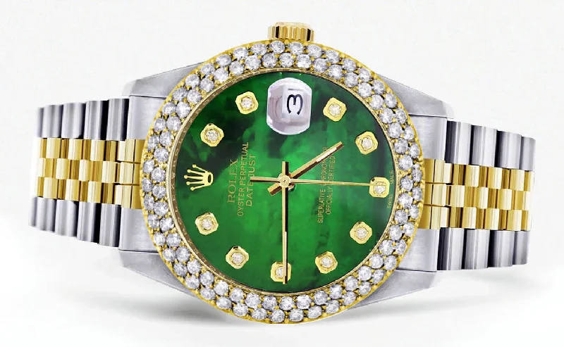 diamond-gold-rolex-watch-for-women-16233-36mm-green-mother-of-pearl-dial-two-row-4-25-carat-bezel-jubilee-band