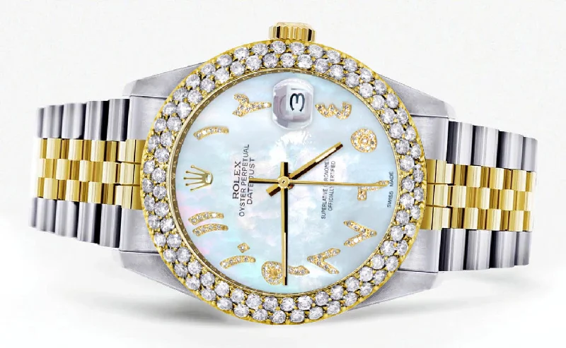 diamond-gold-rolex-watch-for-women-16233-36mm-mother-of-pearl-arabic-diamond-dial-two-row-4-25-carat-bezel-jubilee-band