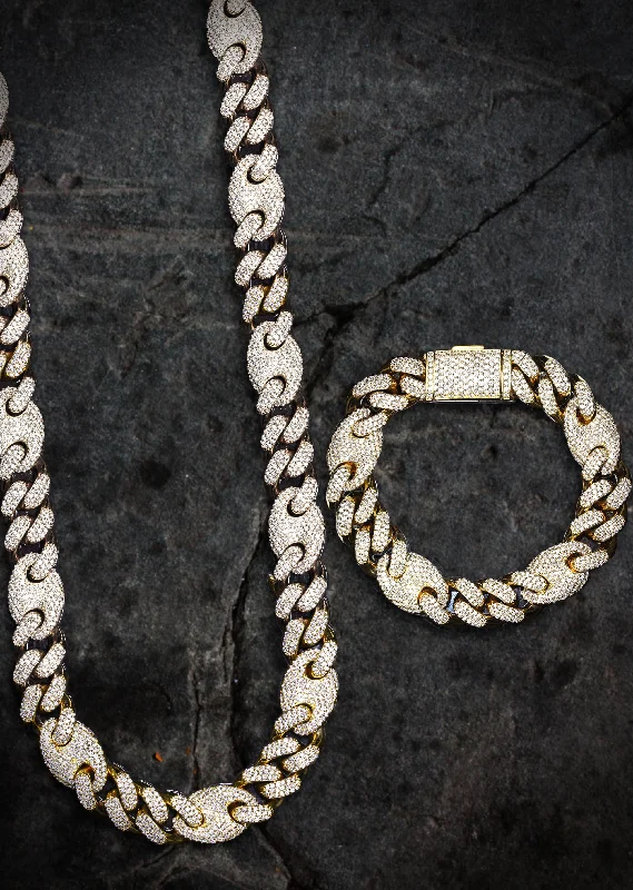 Diamond Gucci Puff Cuban Chain & Bracelet ( 18 MM )