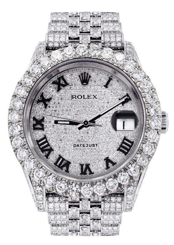 Diamond Iced Out Rolex Datejust 41 | 25 Carats Of Diamonds | Custom Full Diamond Roman Dial | Jubilee Band