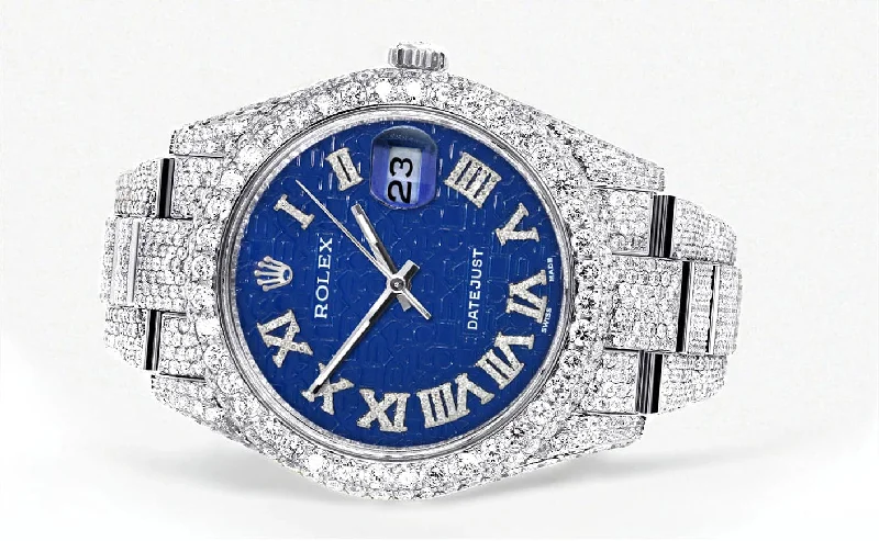 diamond-iced-out-rolex-datejust-41-25-carats-of-diamonds-blue-text-pattern-dial-two-row-oyster-band