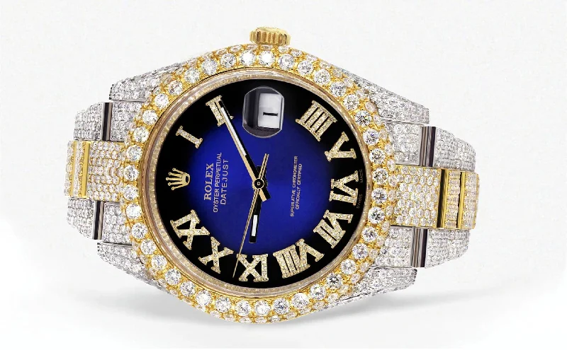 diamond-iced-out-rolex-datejust-41-25-carats-of-diamonds-custom-blue-black-roman-numeral-diamond-dial-oyster-band