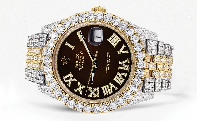 diamond-iced-out-rolex-datejust-41-25-carats-of-diamonds-custom-dark-brown-roman-numeral-diamond-dial-jubilee-band