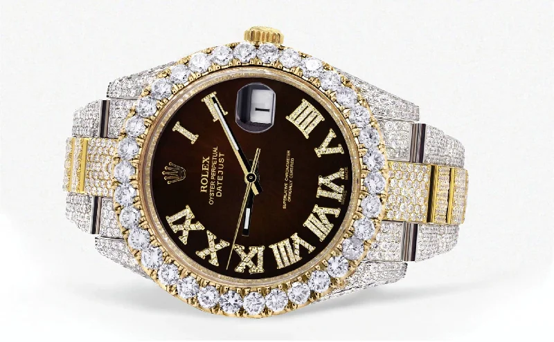 diamond-iced-out-rolex-datejust-41-25-carats-of-diamonds-custom-dark-brown-roman-numeral-diamond-dial-oyster-band-1