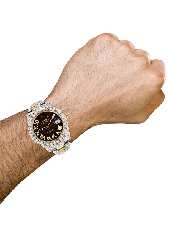 diamond-iced-out-rolex-datejust-41-25-carats-of-diamonds-custom-dark-brown-roman-numeral-diamond-dial-oyster-band-1